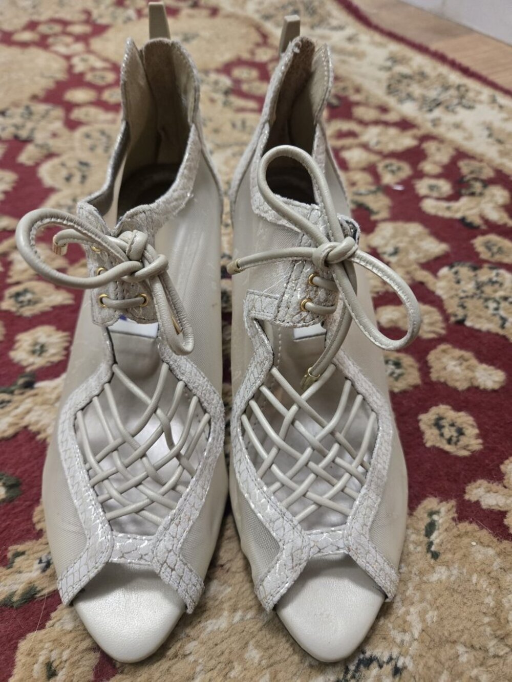 Lace-up with back zipper heels